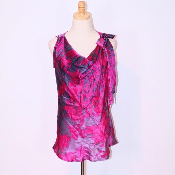 CAbi Pink and Purple Abstract Silk Tank Blouse - Picture 1 of 4
